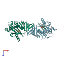 PDB entry 4op0 coloured by chain, top view.