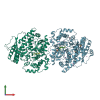 PDB entry 4op2 coloured by chain, front view.