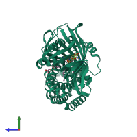 PDB entry 4opc coloured by chain, side view.