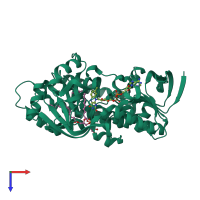PDB entry 4opc coloured by chain, top view.