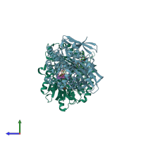 PDB entry 4opd coloured by chain, side view.