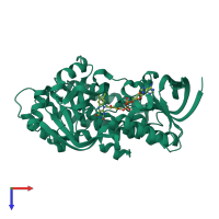 PDB entry 4opl coloured by chain, top view.