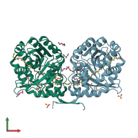 PDB entry 4opm coloured by chain, front view.