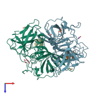 PDB entry 4opo coloured by chain, top view.