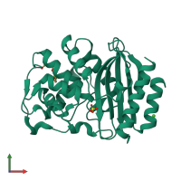 PDB entry 4opr coloured by chain, front view.