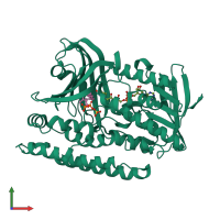 PDB entry 4opt coloured by chain, front view.