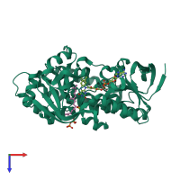 PDB entry 4opt coloured by chain, top view.