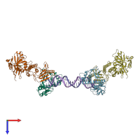 PDB entry 4opx coloured by chain, top view.