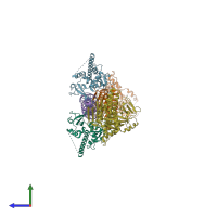 PDB entry 4oqb coloured by chain, side view.