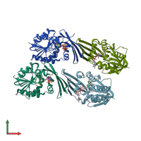 PDB entry 4oqd coloured by chain, front view.