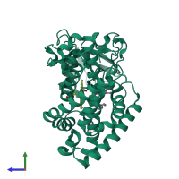 PDB entry 4oqr coloured by chain, side view.