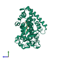 PDB entry 4oqs coloured by chain, side view.