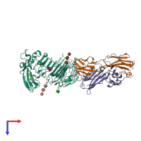 PDB entry 4oqt coloured by chain, top view.