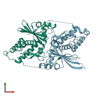 PDB entry 4or8 coloured by chain, front view.