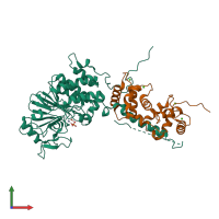 PDB entry 4orc coloured by chain, front view.