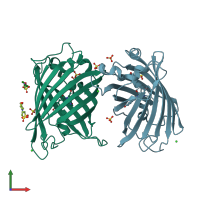 PDB entry 4orn coloured by chain, front view.