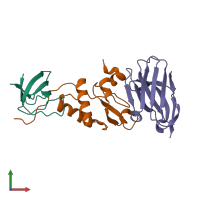 PDB entry 4orz coloured by chain, front view.