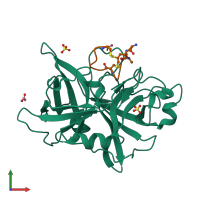 PDB entry 4os1 coloured by chain, front view.
