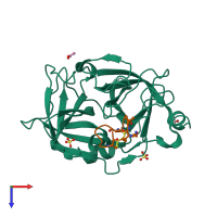 PDB entry 4os2 coloured by chain, top view.
