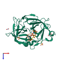 PDB entry 4os4 coloured by chain, top view.