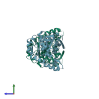 PDB entry 4ose coloured by chain, side view.