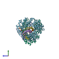 PDB entry 4osh coloured by chain, side view.
