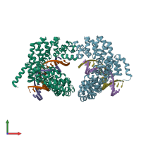 PDB entry 4osk coloured by chain, front view.