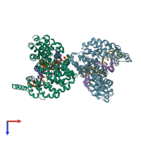 PDB entry 4osk coloured by chain, top view.