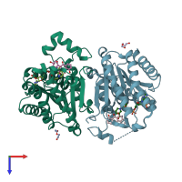 PDB entry 4oso coloured by chain, top view.