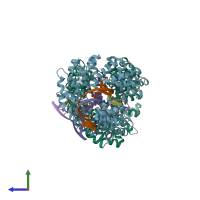 PDB entry 4osq coloured by chain, side view.