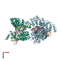 PDB entry 4osq coloured by chain, top view.