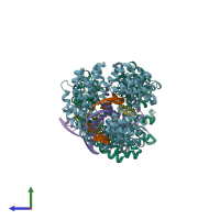 PDB entry 4osr coloured by chain, side view.