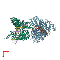 PDB entry 4osr coloured by chain, top view.