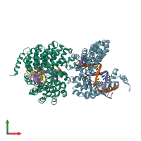PDB entry 4oss coloured by chain, front view.