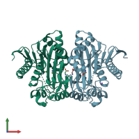 PDB entry 4osx coloured by chain, front view.