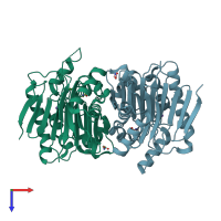 PDB entry 4osx coloured by chain, top view.