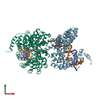 PDB entry 4osz coloured by chain, front view.