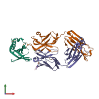 PDB entry 4ot1 coloured by chain, front view.