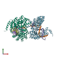 PDB entry 4ot3 coloured by chain, front view.