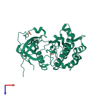 PDB entry 4otd coloured by chain, top view.