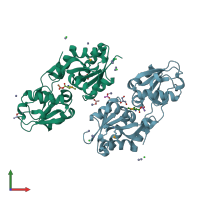 PDB entry 4ote coloured by chain, front view.