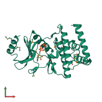 PDB entry 4otp coloured by chain, front view.