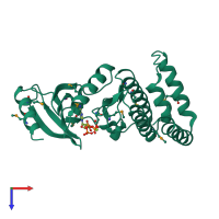 PDB entry 4otp coloured by chain, top view.