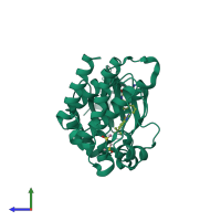 PDB entry 4otq coloured by chain, side view.