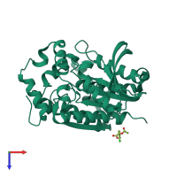 PDB entry 4ou4 coloured by chain, top view.