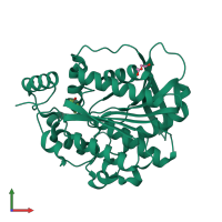 PDB entry 4ou5 coloured by chain, front view.