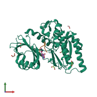 PDB entry 4ouc coloured by chain, front view.