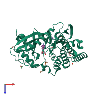 PDB entry 4ouc coloured by chain, top view.