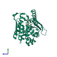PDB entry 4ouk coloured by chain, side view.