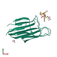 PDB entry 4oum coloured by chain, front view.